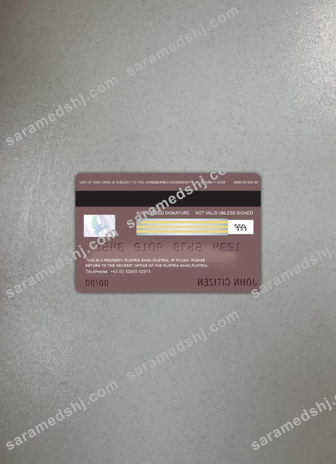 Austria Bank Austria visa card photolook back